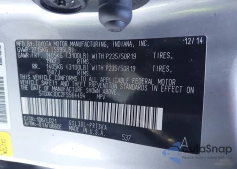 2015 Toyota Sienna Se 8 Passenger from USA, damaged, VIN 5TDXK3DC2FS564494